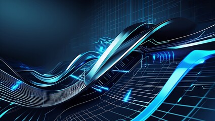 Abstract Digital Waveform Technology Blue Futuristic Data Flow
