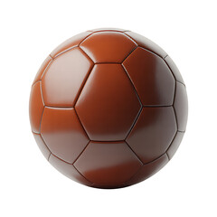 Classic brown leather soccer ball isolated on transparent background