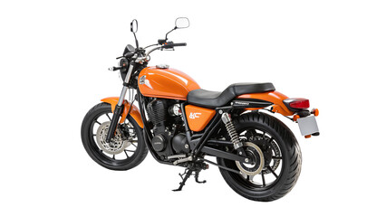 Obraz premium Retro orange motorcycle isolated on transparent background, a classic vehicle with a vintage design and powerful engine