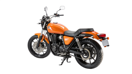 Retro orange motorcycle isolated on transparent background, a classic vehicle with a vintage design and powerful engine