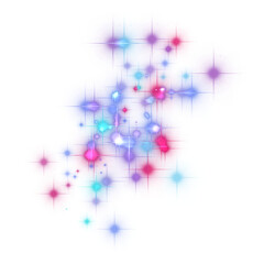 A cluster of glowing multicolored lights on a transparent background