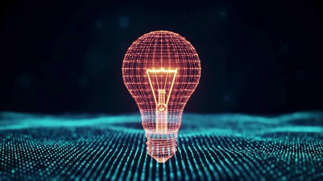 Illuminating Idea: A vibrant digital rendering of a glowing lightbulb, symbolizing innovation and the spark of creative concepts against a dark, futuristic background.