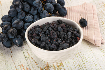 Dry ripe sweet blue raisin