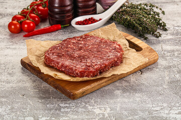 Raw beef burger cutlet for grill