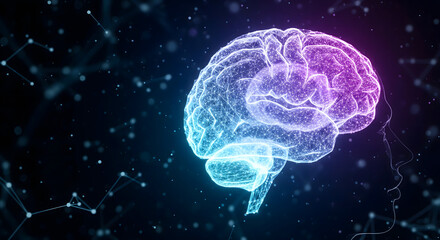 Brain's Electrical symphony: An intricate and luminescent depiction of a human brain, illuminating the complex inner workings of cognition, consciousness, and intelligence.