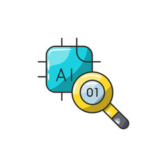 AI Rule Lens Icon, Algorithm Criteria Magnifier.