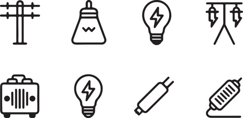 Vector illustration of a set of kitchen utensils in a creative light bulb style