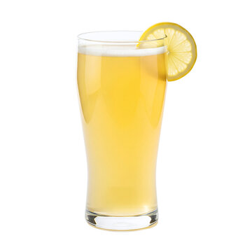 Refreshing radler or shandy beer with a lemon garnish