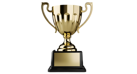 First place gold trophy cup isolated on white background. 3d rendering