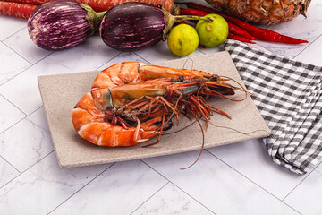 Boiled big king tiger prawn