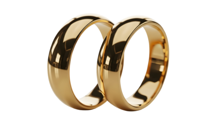 A pair of gold wedding rings - cut out png