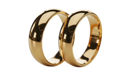 A pair of gold wedding rings - cut out png