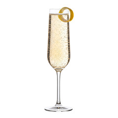 French 75 cocktail with champagne and a lemon twist © PNG Lab