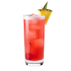Singapore sling cocktail with pineapple and cherry garnish