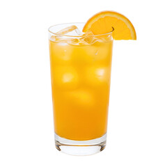 Glass of fresh orange juice with ice