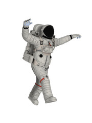 Happy astronaut runs right
