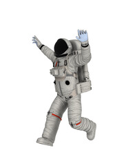 Happy astronaut runs left
