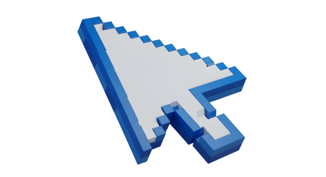 3d Click Pixel cursor or computer mouse pointer arrow icon