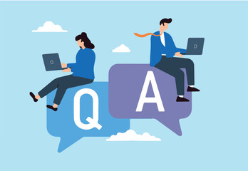 Business people working on dialogue with question and answer