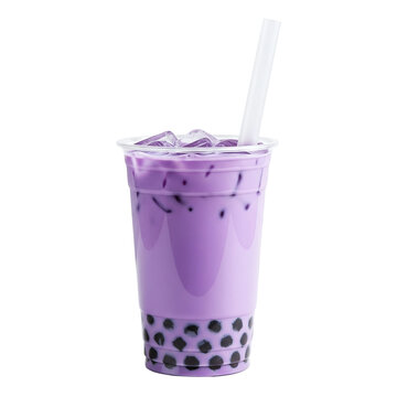 Taro bubble tea with tapioca pearls