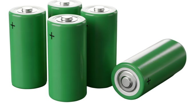 Rechargeable lithium ion batteries - li-ion cell batteries type 18650 isolated on white