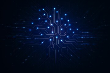 Futuristic Artificial Intelligence Neural Network  Digital Circuit Data Flow  High Tech Blue Purple Design