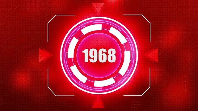 Glowing HUD Interface with Year 1968 and Red Abstract Background heads up display futuristic