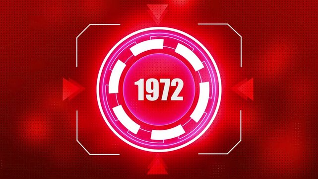 Futuristic HUD Display with Year 1972 on a Red Digital Background heads up display