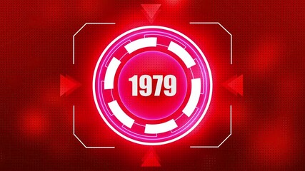 Futuristic Technology Interface Displaying the Year 1979 in Red Neon image photo