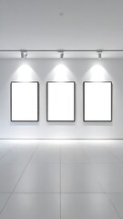Empty gallery walls with spotlights