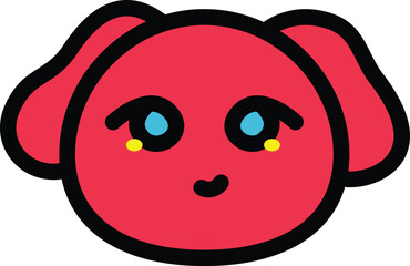 a red character with a smiling expression