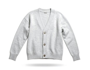 Fototapeta premium Light gray cardigan, front view, isolated