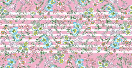 Abstract seamless pattern with plants, herbs and flowers	