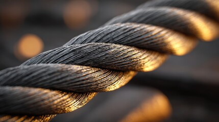 Woven steel cable close up