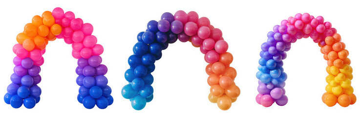 Fototapeta premium Colorful balloon arches isolated on transparent background, perfect for party decorations, birthday celebrations, and festive events with vibrant designs