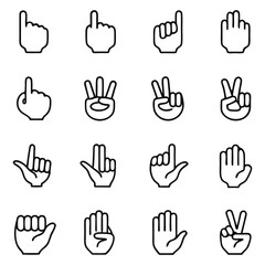 Hand Gesture Icons Set Various Hand Positions and Finger Counting Vector Illustration