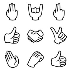 Fototapeta premium Collection of Hand Gesture Icons in Outline Style for Web and App Design