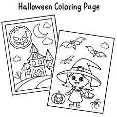 Halloween Doodles.coloring page black and white