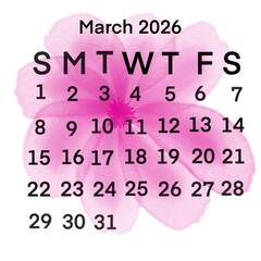 March 2026 calendar template design 