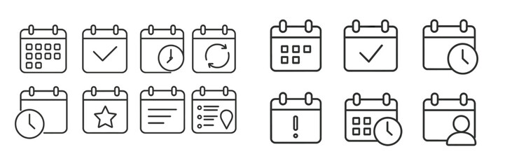Calendar icons representing various activities and reminders suitable for planners and organizers in different formats