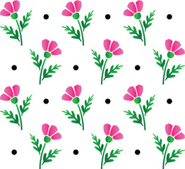 Cute flower pattern. Colorful flower seamless pattern vector. Pink floral wallpaper. Texture for print fabric, pottery, textile, cards, scrapbooking, batik, tile, paper. Cute pattern. Cosmos flower