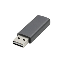 Black USB Flash Drive Isolated on White Background or Technology and Data Storage Concept