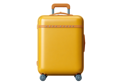 Bright Yellow Hard-Shell Suitcase, isolated on white transparent background