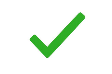 Bright green check mark symbol for approval confirmation success and agreement transparent background