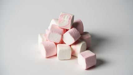 Pile of Pink and White Swirled Marshmallows candy sweet