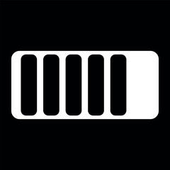 A white battery icon shows almost empty on a contrasting black background