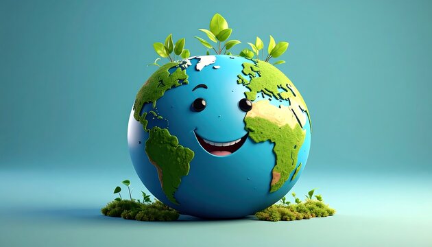 Happy Earth with Growing Plants. - Powered by Adobe