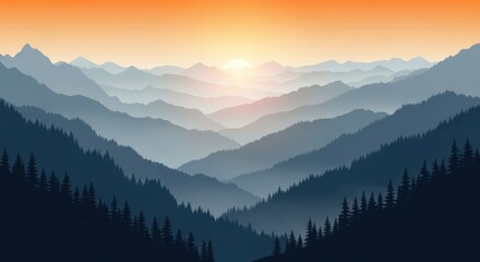 Majestic Mountain Ranges Under a Fiery Sunrise