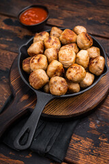 Delicious meatballs, meat patties, showcasing a golden crust and tender interior. isolated on wooden background. top view