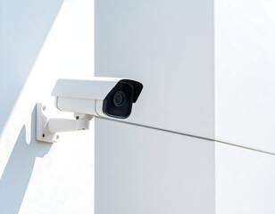 Security camera mounted on a white wall